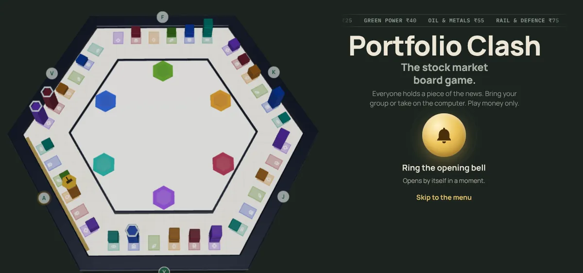 Portfolio Clash, the six-theme game board
